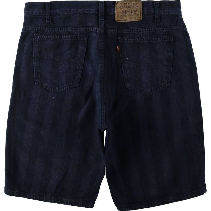 90'S Levi's 36550-2459 Stripe Pattern Orange Tab Black Denim Shorts, Made in USA, Men's W38 (approx.) cotton black type Vintage Second Hand