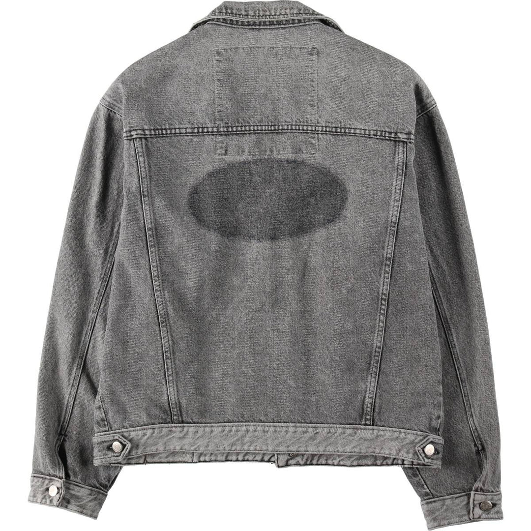 90'S MASH Double Rider Jacket Type Denim Jacket, Made in Italy, Men's Size L (Equivalent), Vintage cotton gray type Vintage Second Hand