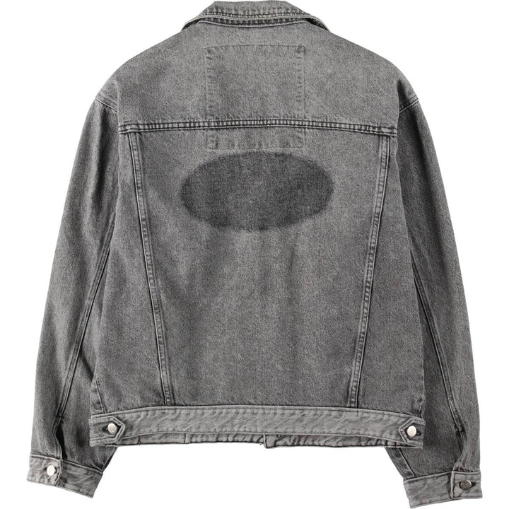 90'S MASH Double Rider Jacket Type Denim Jacket, Made in Italy, Men's Size L (Equivalent), Vintage cotton gray type Vintage Second Hand