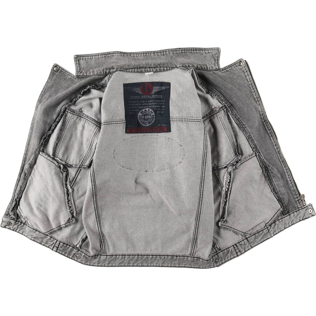 90'S MASH Double Rider Jacket Type Denim Jacket, Made in Italy, Men's Size L (Equivalent), Vintage cotton gray type Vintage Second Hand