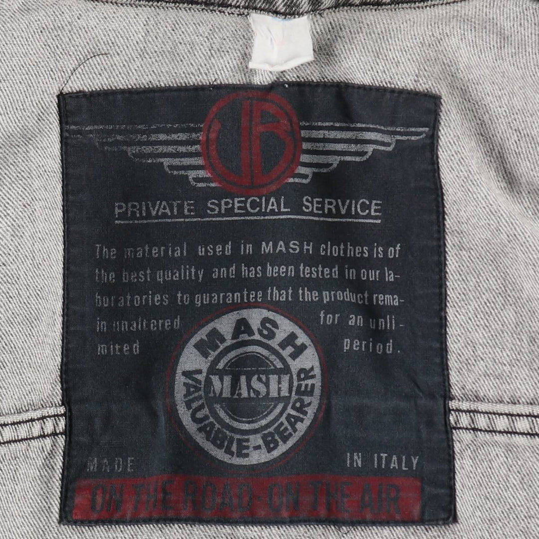 90'S MASH Double Rider Jacket Type Denim Jacket, Made in Italy, Men's Size L (Equivalent), Vintage cotton gray type Vintage Second Hand