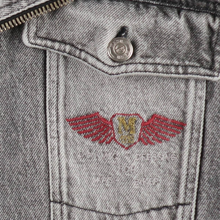90'S MASH Double Rider Jacket Type Denim Jacket, Made in Italy, Men's Size L (Equivalent), Vintage cotton gray type Vintage Second Hand