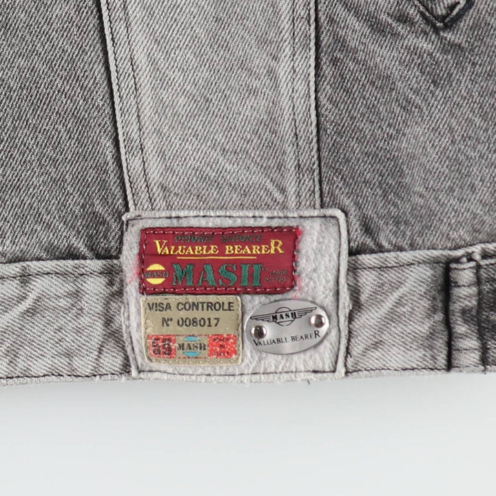 90'S MASH Double Rider Jacket Type Denim Jacket, Made in Italy, Men's Size L (Equivalent), Vintage cotton gray type Vintage Second Hand