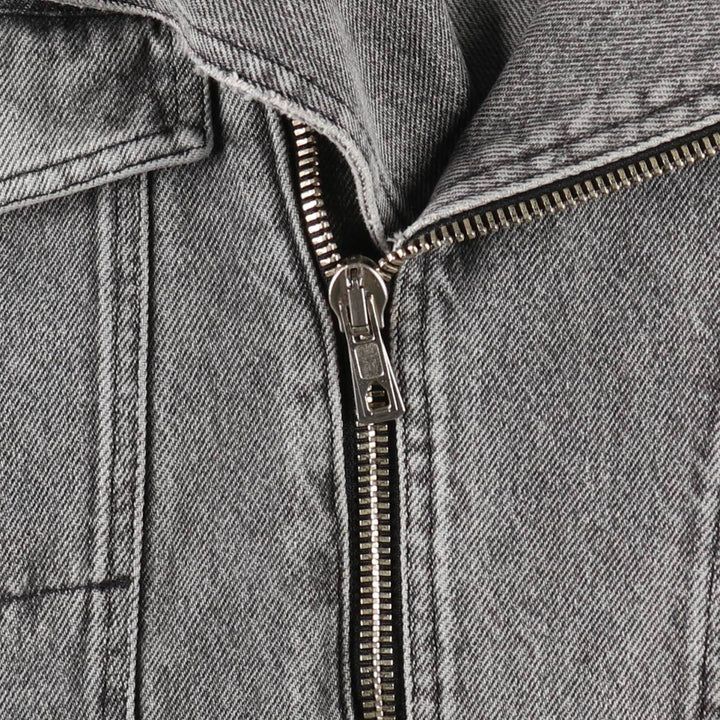 90'S MASH Double Rider Jacket Type Denim Jacket, Made in Italy, Men's Size L (Equivalent), Vintage cotton gray type Vintage Second Hand