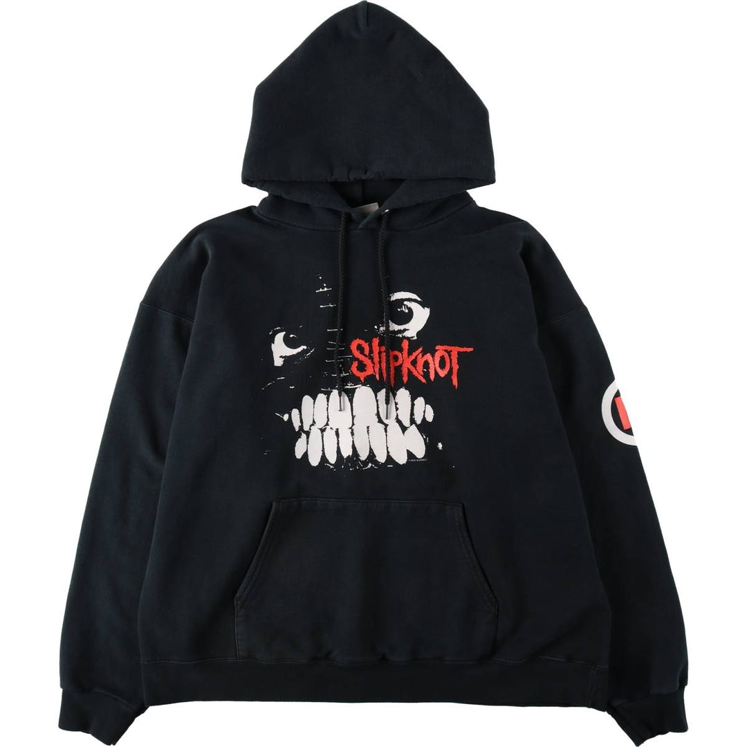 2000'S Hanes ULTIMATE COTTON Slipknot Band Sweatshirt Pullover Hoodie (Men's Size L) unclear black type Vintage Second Hand