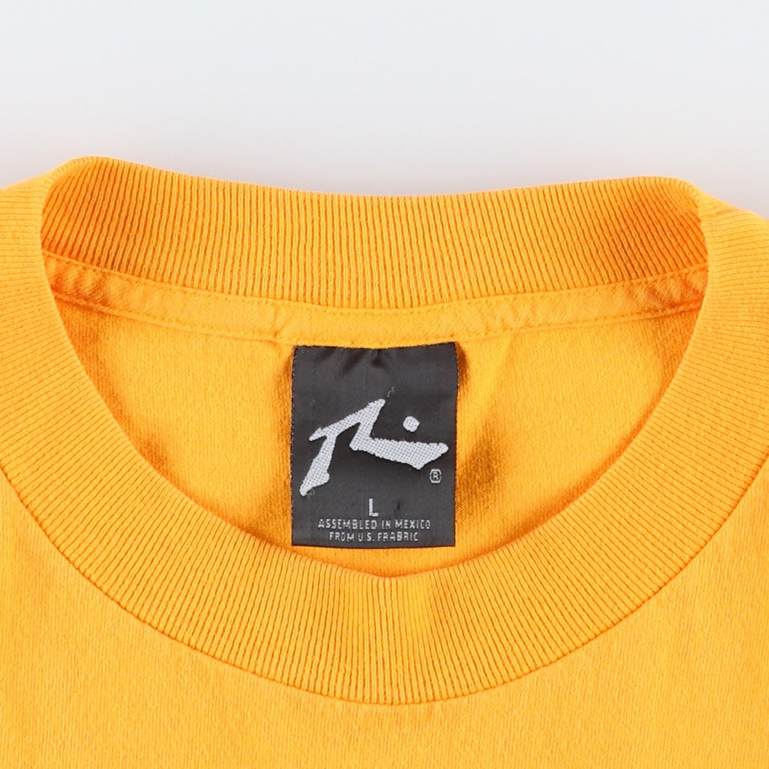 90s-00'S Rusty Fire Pattern Surf Skate Long-Sleeve T-Shirt (Men's Size L) cotton yellow type Vintage Second Hand