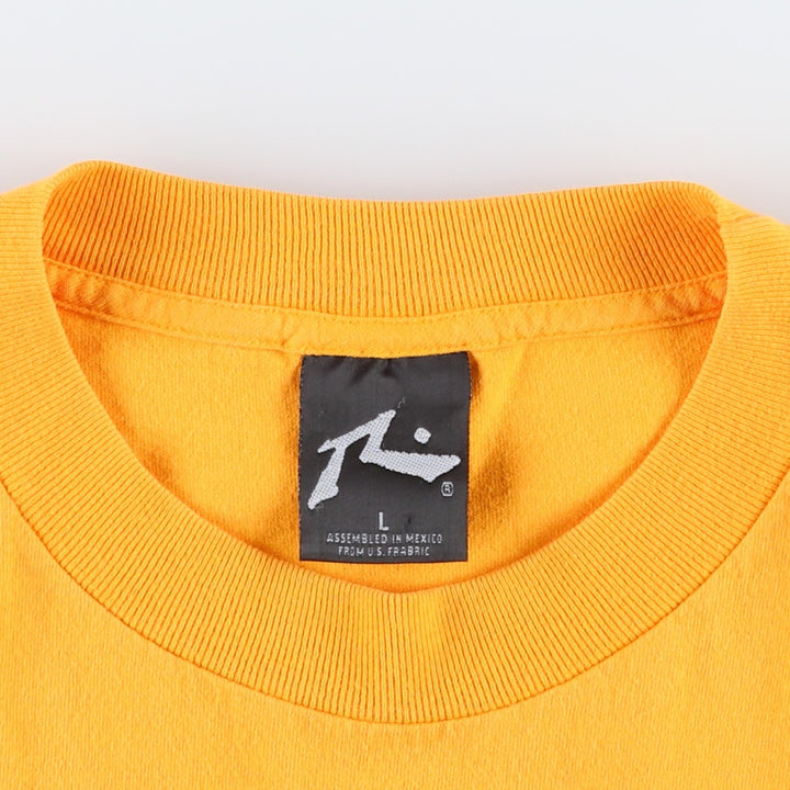 90s-00'S Rusty Fire Pattern Surf Skate Long-Sleeve T-Shirt (Men's Size L) cotton yellow type Vintage Second Hand
