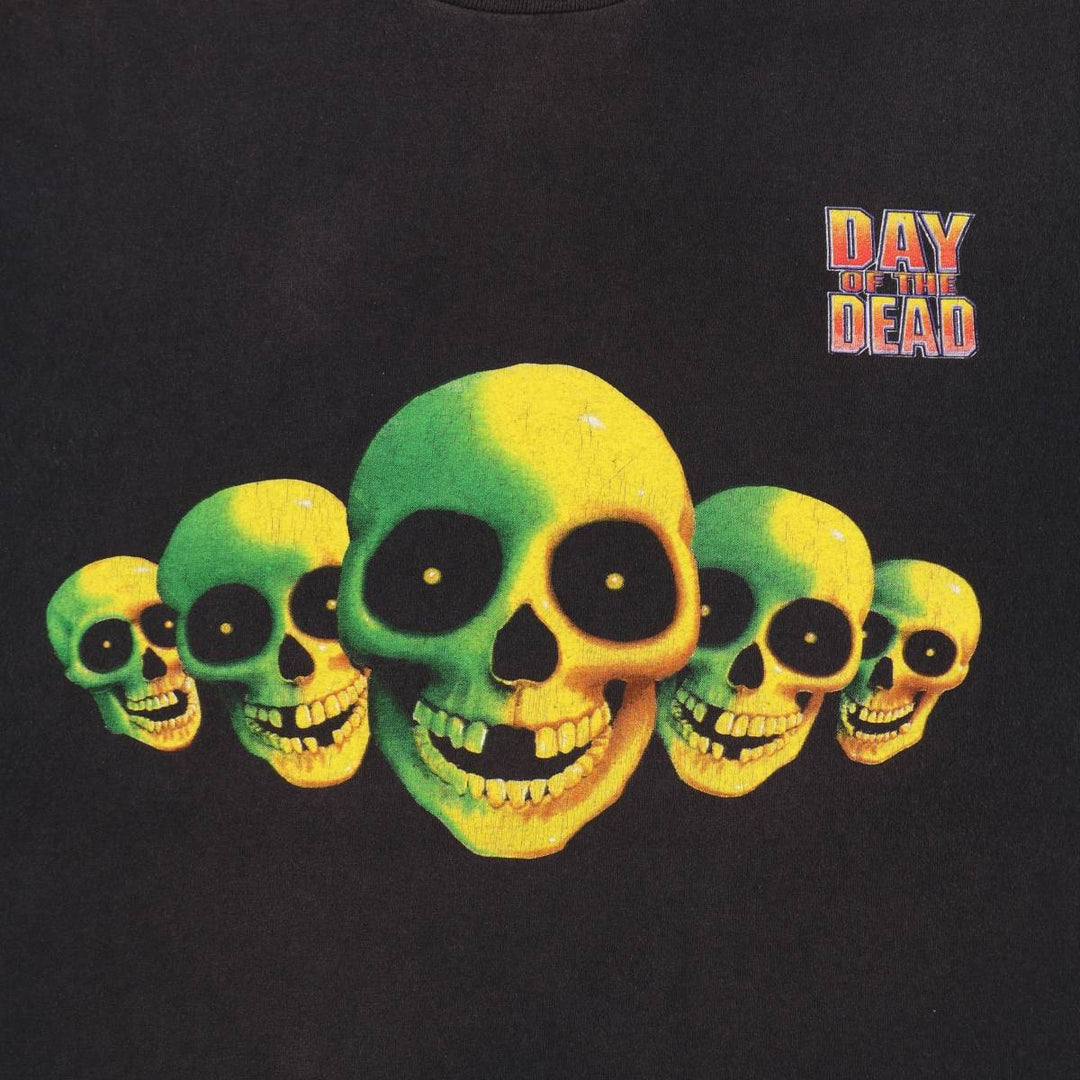 90'S Screen Stars "Day of the Dead" Skull Pattern Movie T-Shirt, Men's XL (approx.), Vintage cotton black type Vintage Second Hand