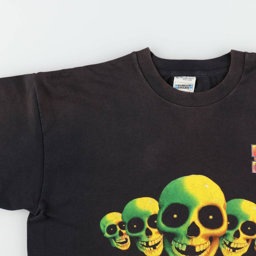 90'S Screen Stars "Day of the Dead" Skull Pattern Movie T-Shirt, Men's XL (approx.), Vintage cotton black type Vintage Second Hand