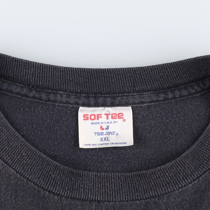 90'S Tee Jays JB's Fish Camp Fire Pattern Motorcycle Advertising Long T-Shirt Made in USA cotton black type Vintage Second Hand