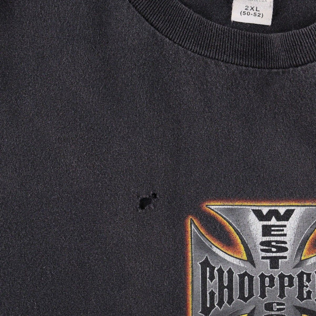 2000'S West Coast Choppers Motorcycle T-shirt, Men's XXL equivalent. cotton black type Vintage Second Hand
