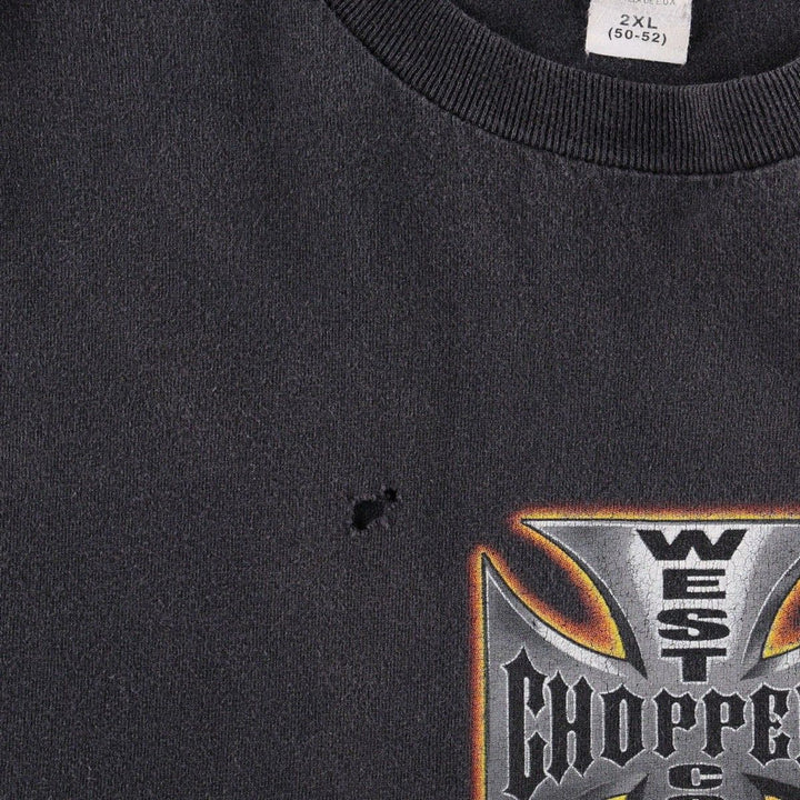 2000'S West Coast Choppers Motorcycle T-shirt, Men's XXL equivalent. cotton black type Vintage Second Hand