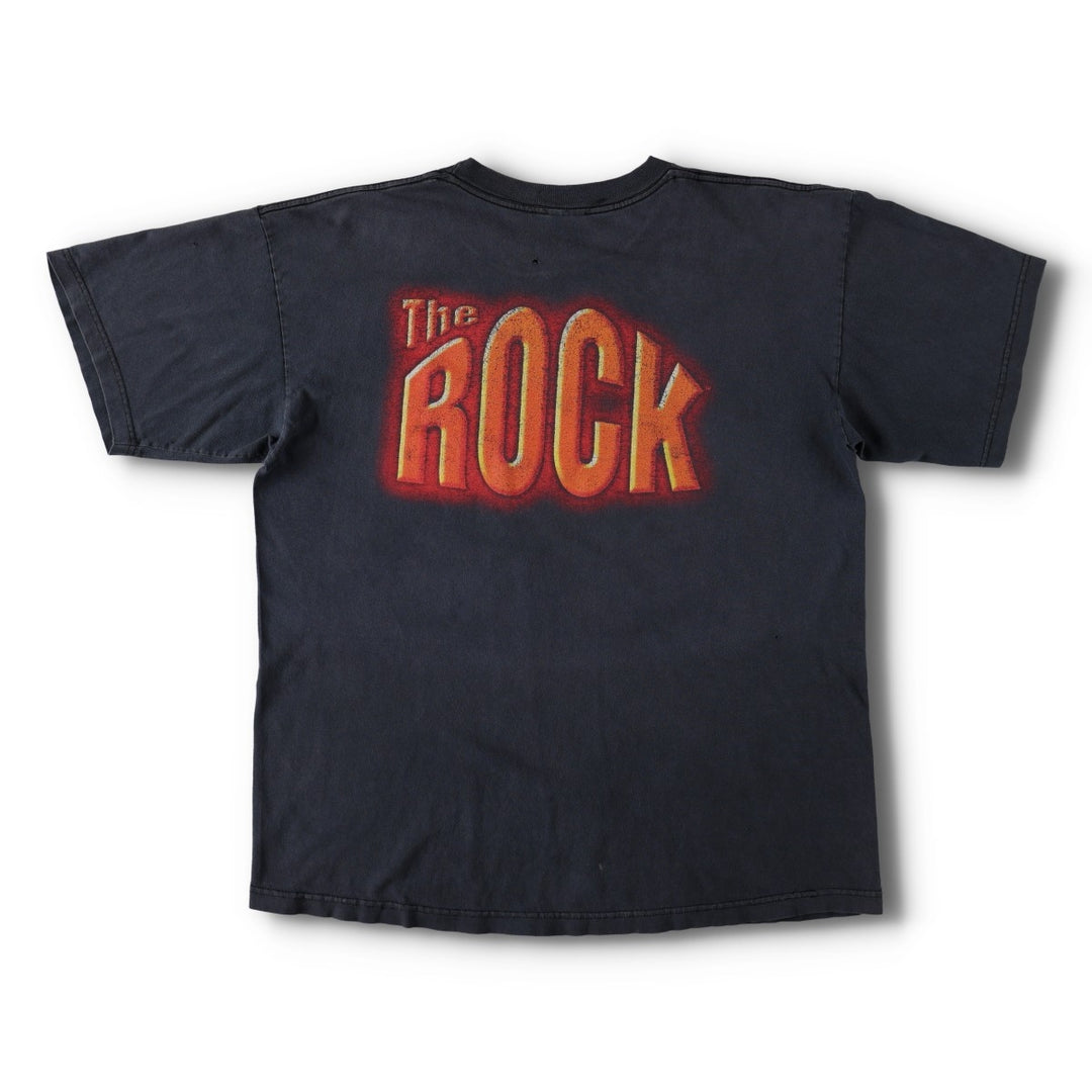 90'S WWF The Rock Pro Wrestling Sports Print T-Shirt, Men's Size M (Equivalent), Vintage unclear black type Vintage Second Hand