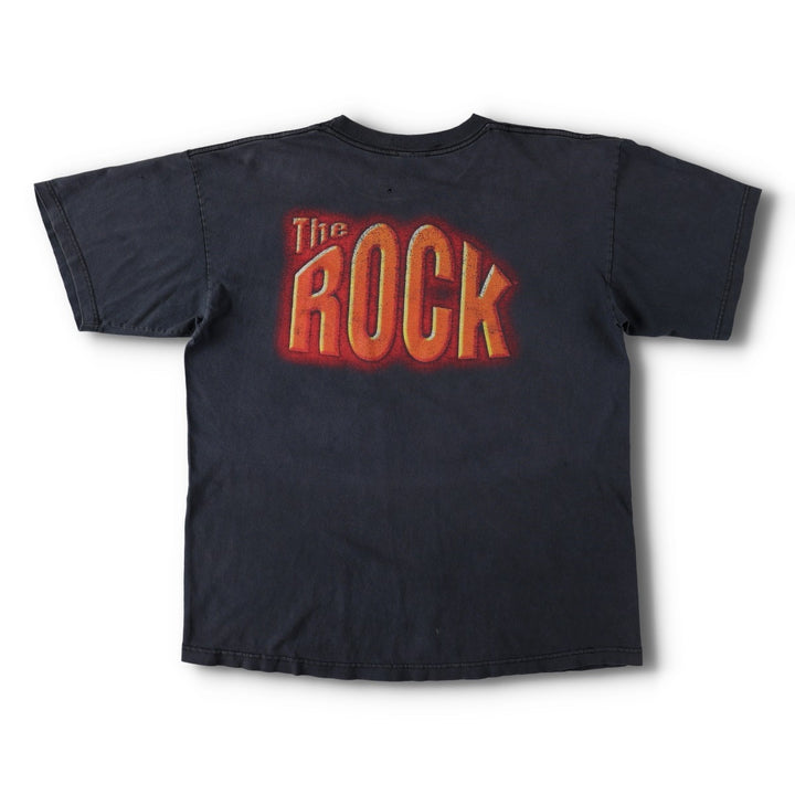 90'S WWF The Rock Pro Wrestling Sports Print T-Shirt, Men's Size M (Equivalent), Vintage unclear black type Vintage Second Hand