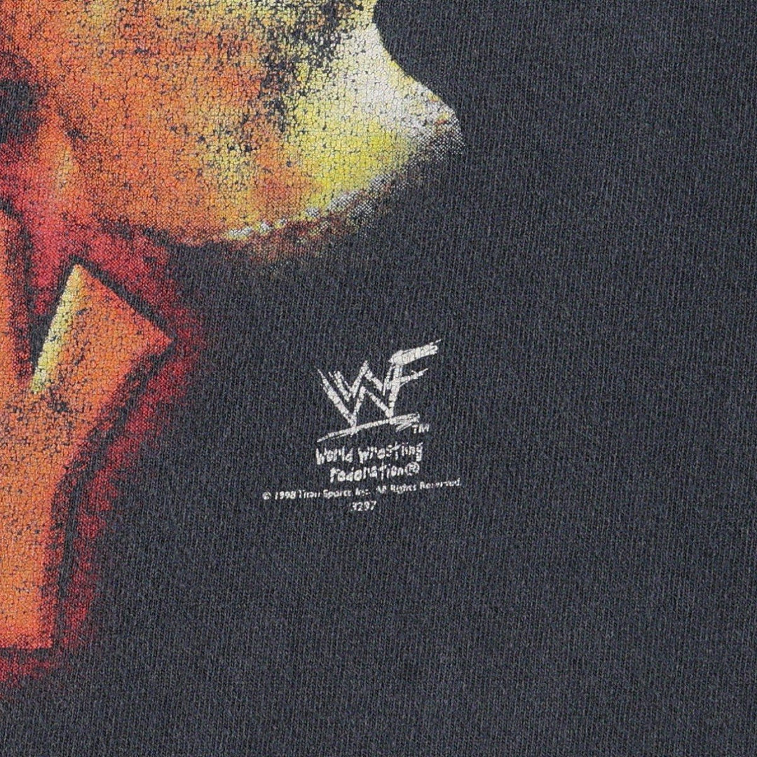 90'S WWF The Rock Pro Wrestling Sports Print T-Shirt, Men's Size M (Equivalent), Vintage unclear black type Vintage Second Hand