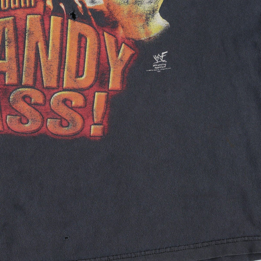 90'S WWF The Rock Pro Wrestling Sports Print T-Shirt, Men's Size M (Equivalent), Vintage unclear black type Vintage Second Hand