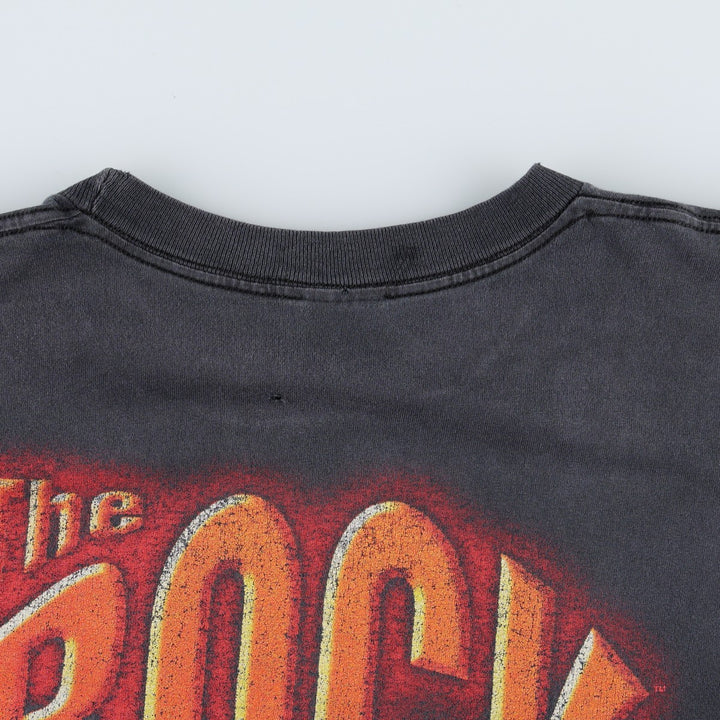 90'S WWF The Rock Pro Wrestling Sports Print T-Shirt, Men's Size M (Equivalent), Vintage unclear black type Vintage Second Hand
