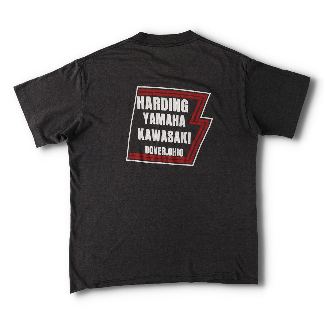 Vintage 80s-90'S Harding Yamaha Kawasaki advertising T-shirt, men's size S (approx.). unclear Charcoal Vintage Second Hand