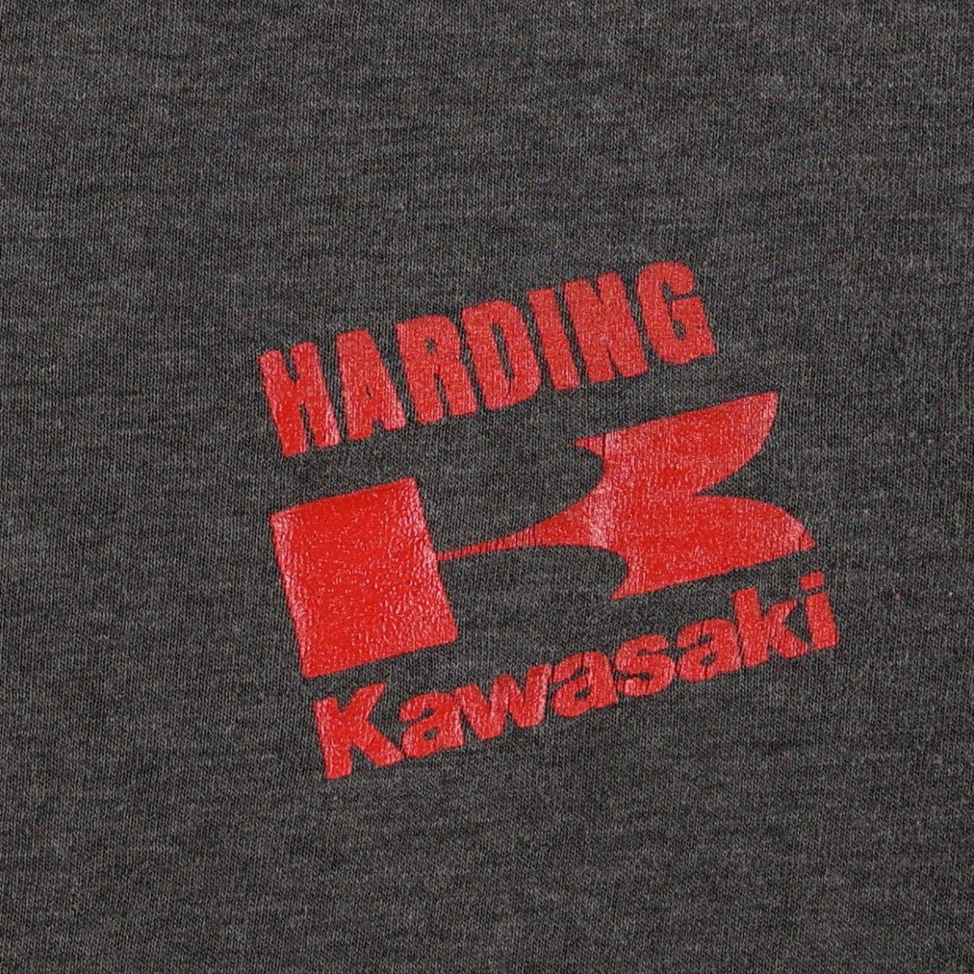 Vintage 80s-90'S Harding Yamaha Kawasaki advertising T-shirt, men's size S (approx.). unclear Charcoal Vintage Second Hand