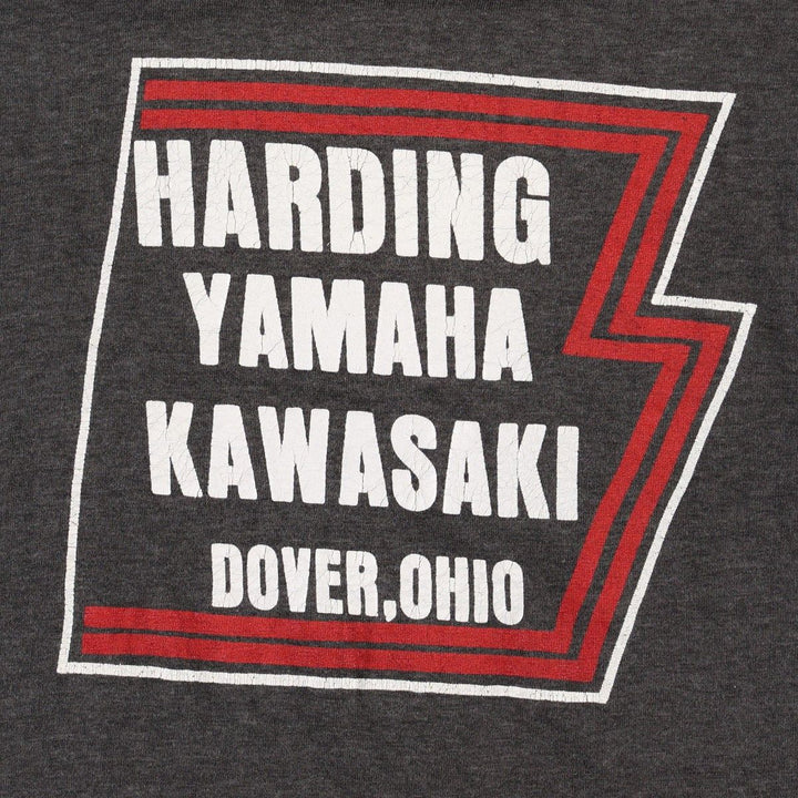 Vintage 80s-90'S Harding Yamaha Kawasaki advertising T-shirt, men's size S (approx.). unclear Charcoal Vintage Second Hand