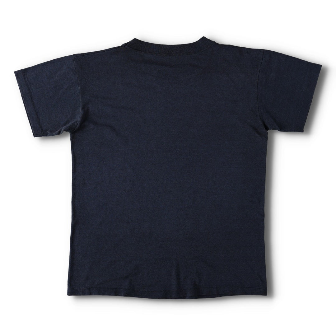 80s-90'S message print T-shirt, men's size M equivalent, vintage. unclear navy blue type Vintage Second Hand