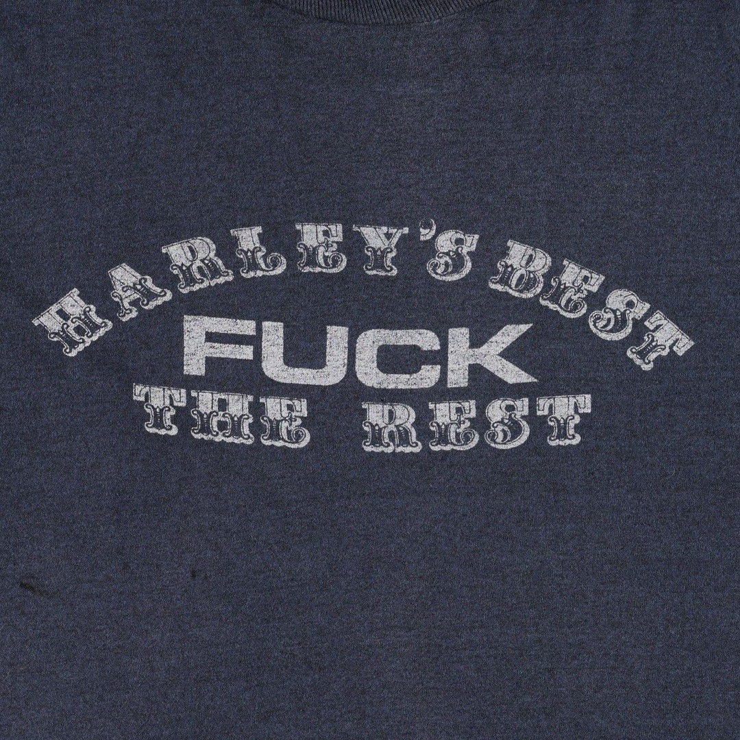 80s-90'S message print T-shirt, men's size M equivalent, vintage. unclear navy blue type Vintage Second Hand