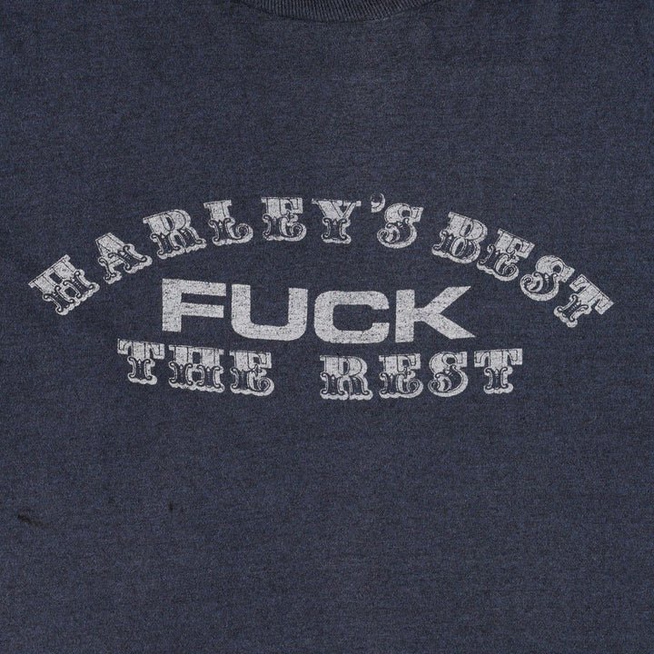 80s-90'S message print T-shirt, men's size M equivalent, vintage. unclear navy blue type Vintage Second Hand
