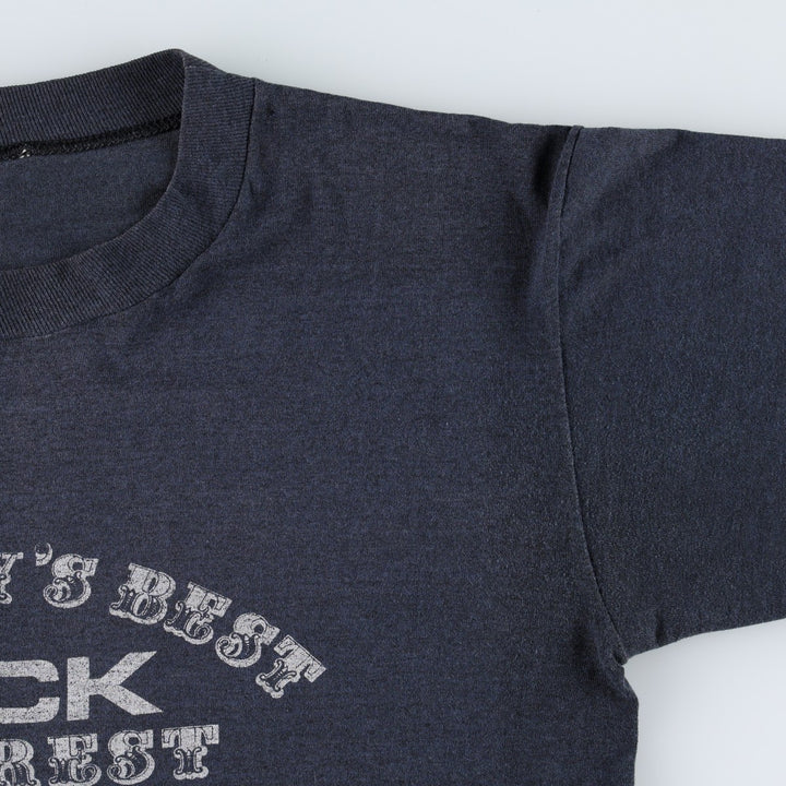 80s-90'S message print T-shirt, men's size M equivalent, vintage. unclear navy blue type Vintage Second Hand