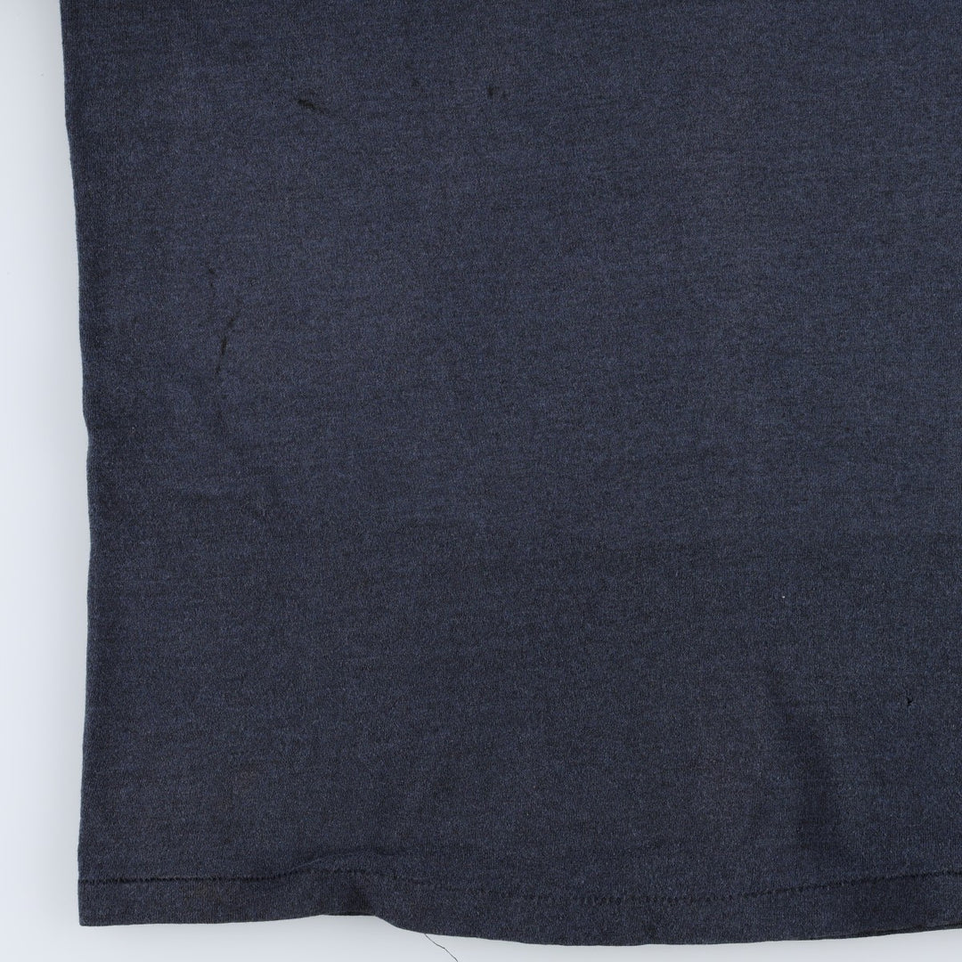 80s-90'S message print T-shirt, men's size M equivalent, vintage. unclear navy blue type Vintage Second Hand
