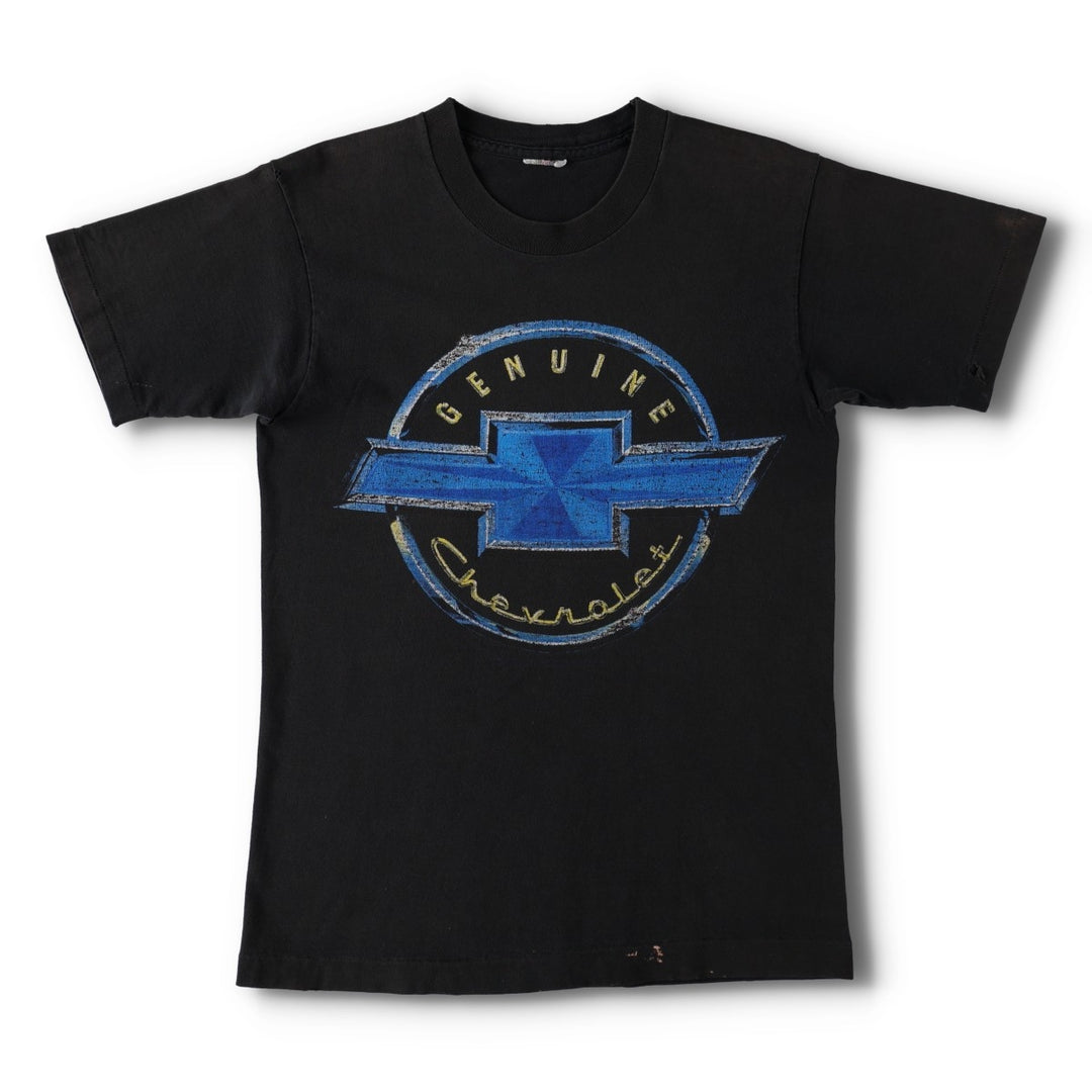 80s-90'S Genuine Chevrolet Skull Pattern Snake Pattern Python Pattern Advertising T-Shirt Men's Size S (approx.) unclear black type Vintage Second Hand