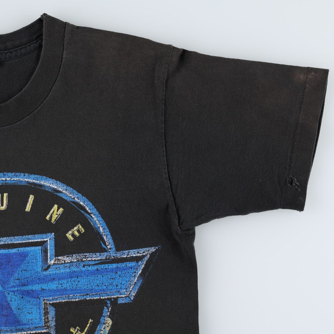 80s-90'S Genuine Chevrolet Skull Pattern Snake Pattern Python Pattern Advertising T-Shirt Men's Size S (approx.) unclear black type Vintage Second Hand