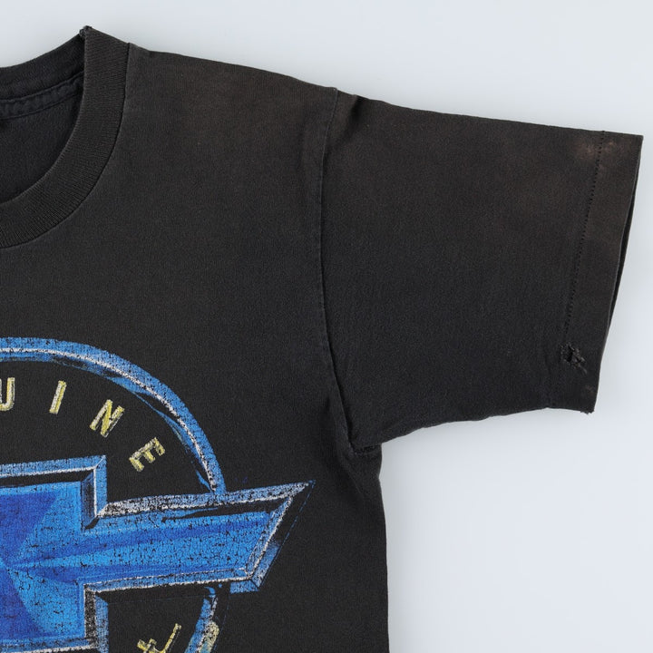 80s-90'S Genuine Chevrolet Skull Pattern Snake Pattern Python Pattern Advertising T-Shirt Men's Size S (approx.) unclear black type Vintage Second Hand