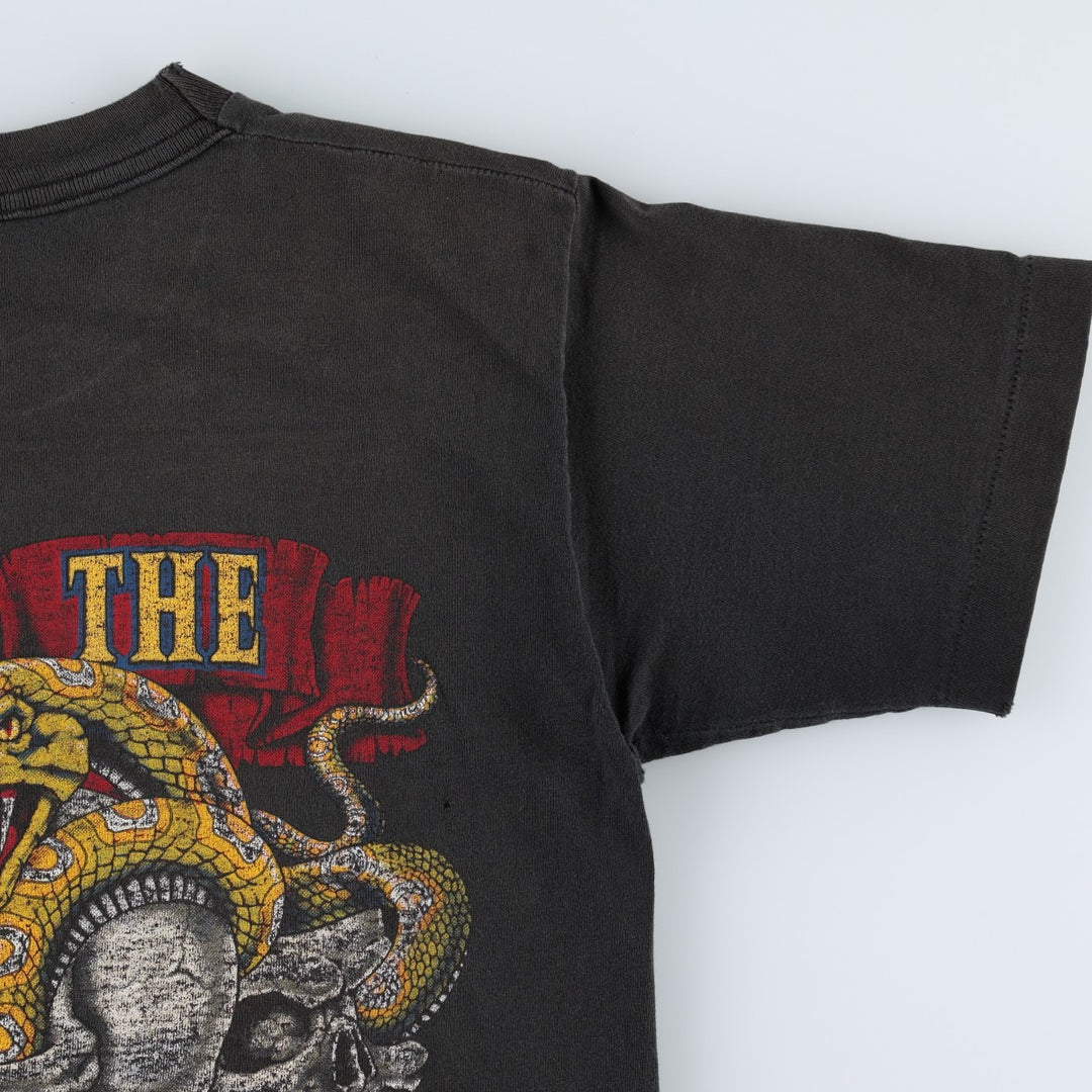 80s-90'S Genuine Chevrolet Skull Pattern Snake Pattern Python Pattern Advertising T-Shirt Men's Size S (approx.) unclear black type Vintage Second Hand