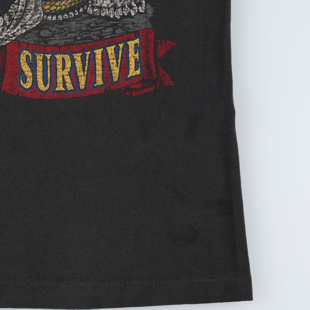 80s-90'S Genuine Chevrolet Skull Pattern Snake Pattern Python Pattern Advertising T-Shirt Men's Size S (approx.) unclear black type Vintage Second Hand