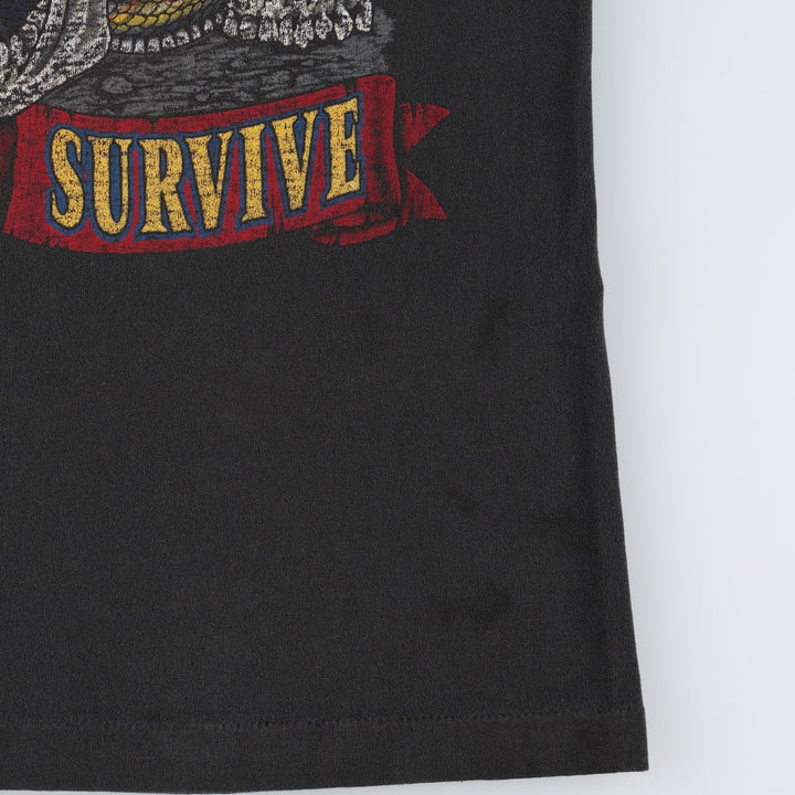 80s-90'S Genuine Chevrolet Skull Pattern Snake Pattern Python Pattern Advertising T-Shirt Men's Size S (approx.) unclear black type Vintage Second Hand