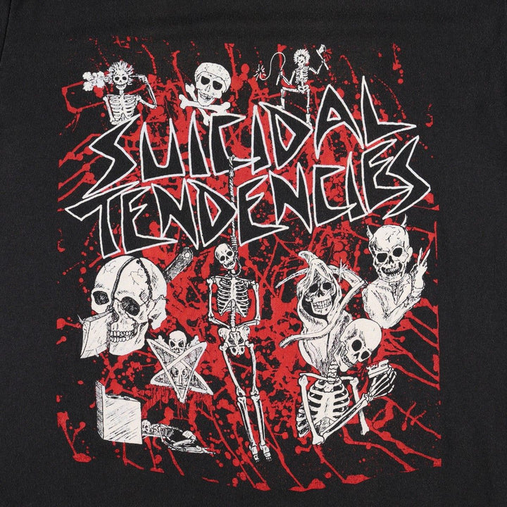 90'S Stedman & Suicidal Tendencies Skull Pattern Band T-Shirt, Made in USA, Men's Size L (approx.) polyester black type Vintage Second Hand