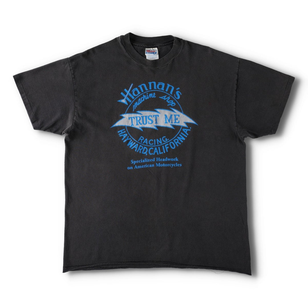 90'S Hanes Hannan's Machine Shop Advertising T-Shirt, Men's XL equivalent, Vintage cotton black type Vintage Second Hand