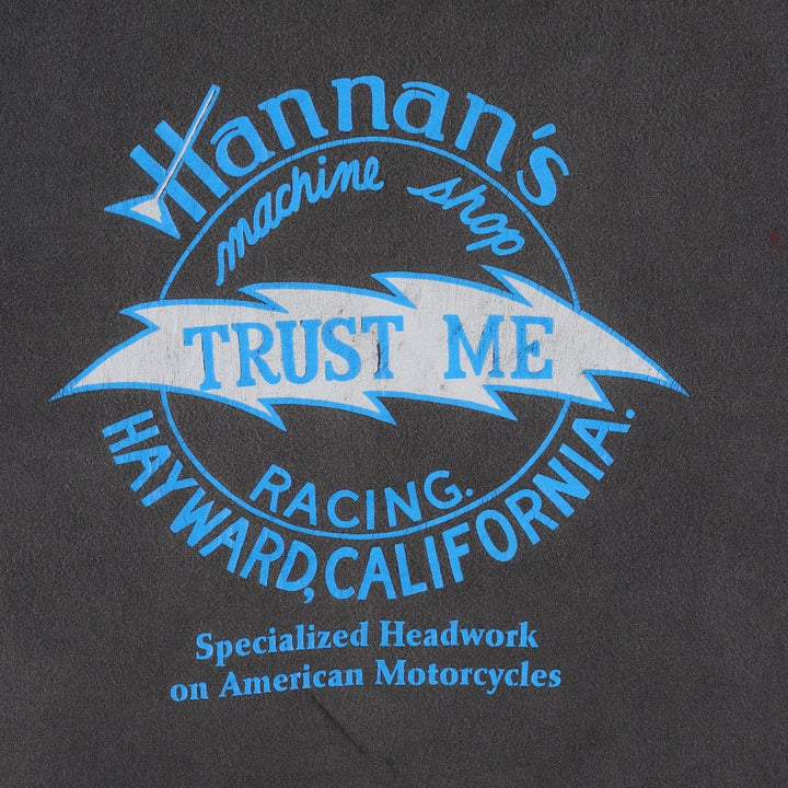 90'S Hanes Hannan's Machine Shop Advertising T-Shirt, Men's XL equivalent, Vintage cotton black type Vintage Second Hand