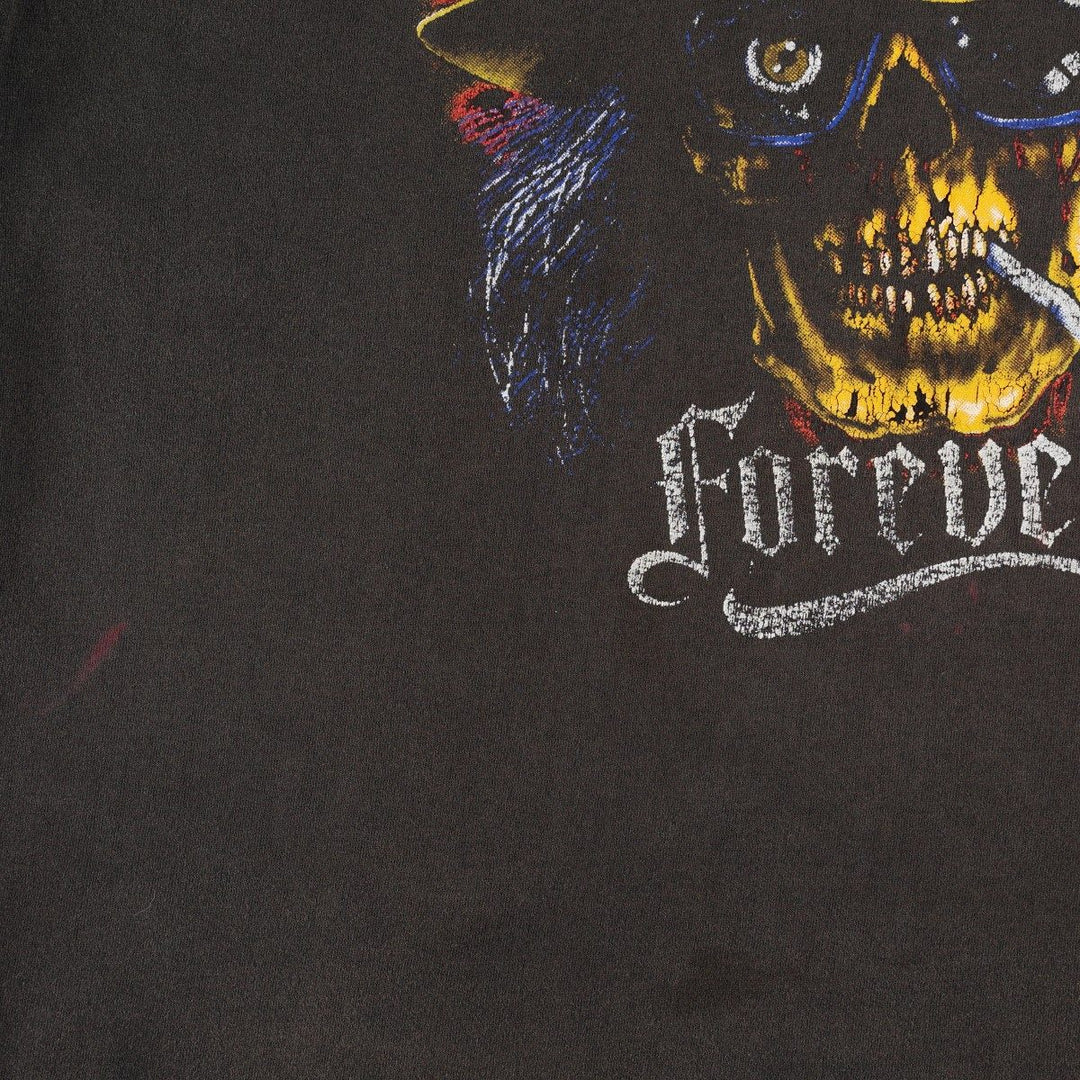 2000'S Anvil Skull Pattern Motorcycle T-Shirt (Men's Size L) cotton black type Vintage Second Hand