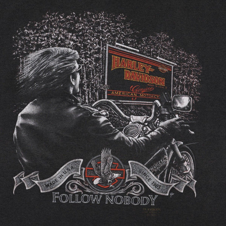 1980'S Harley-Davidson 3D Emblem Motorcycle T-Shirt, Men's Size L (Equivalent), Vintage unclear black type Vintage Second Hand