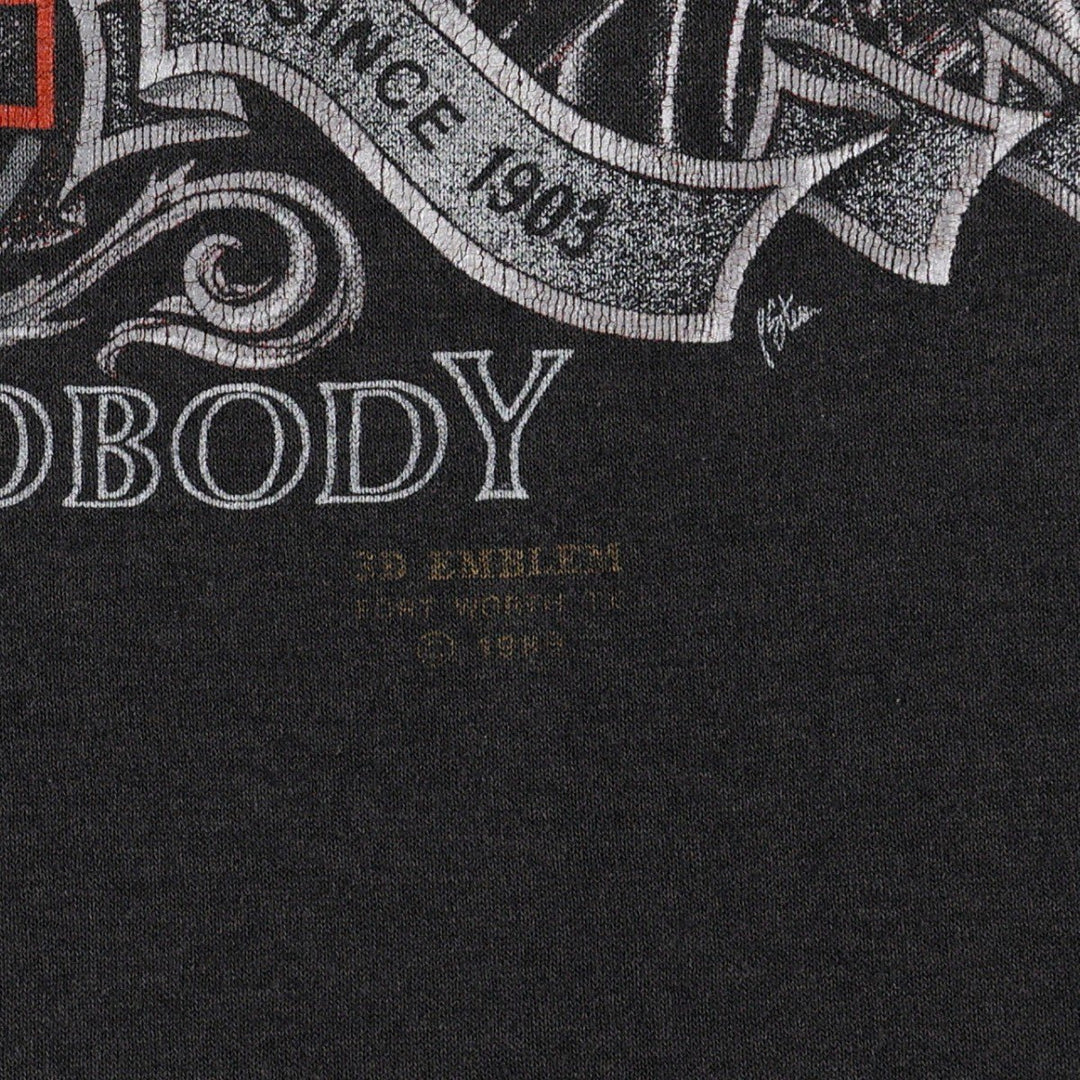 1980'S Harley-Davidson 3D Emblem Motorcycle T-Shirt, Men's Size L (Equivalent), Vintage unclear black type Vintage Second Hand