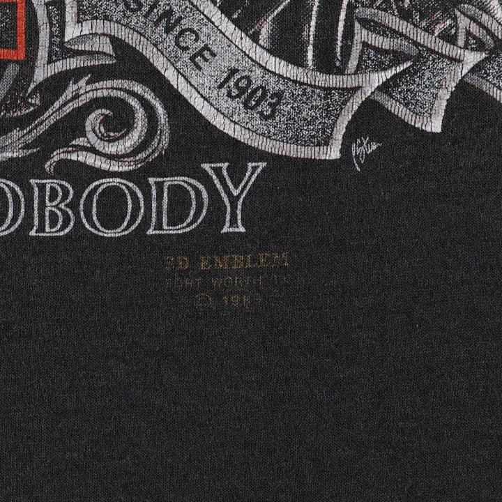 1980'S Harley-Davidson 3D Emblem Motorcycle T-Shirt, Men's Size L (Equivalent), Vintage unclear black type Vintage Second Hand