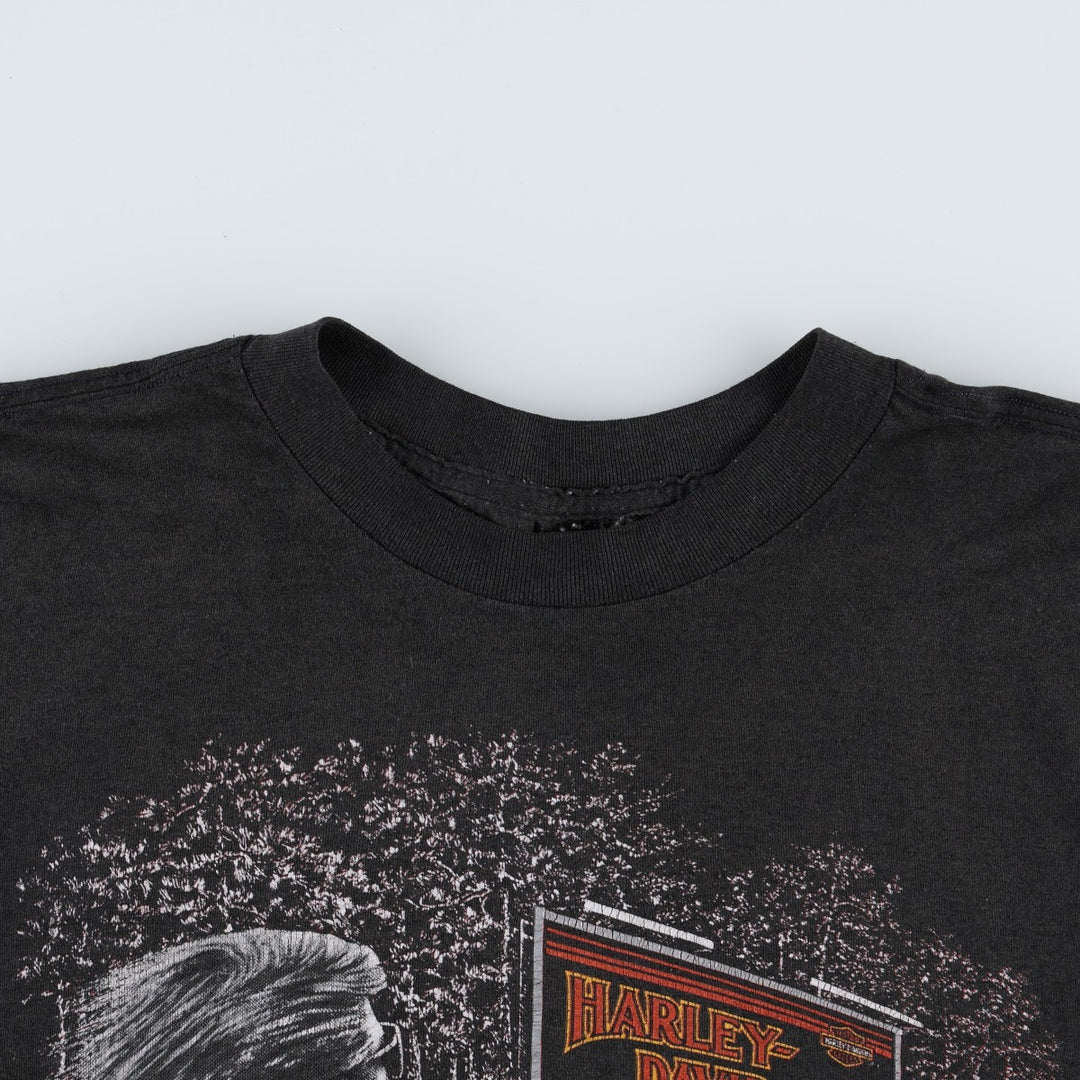 1980'S Harley-Davidson 3D Emblem Motorcycle T-Shirt, Men's Size L (Equivalent), Vintage unclear black type Vintage Second Hand