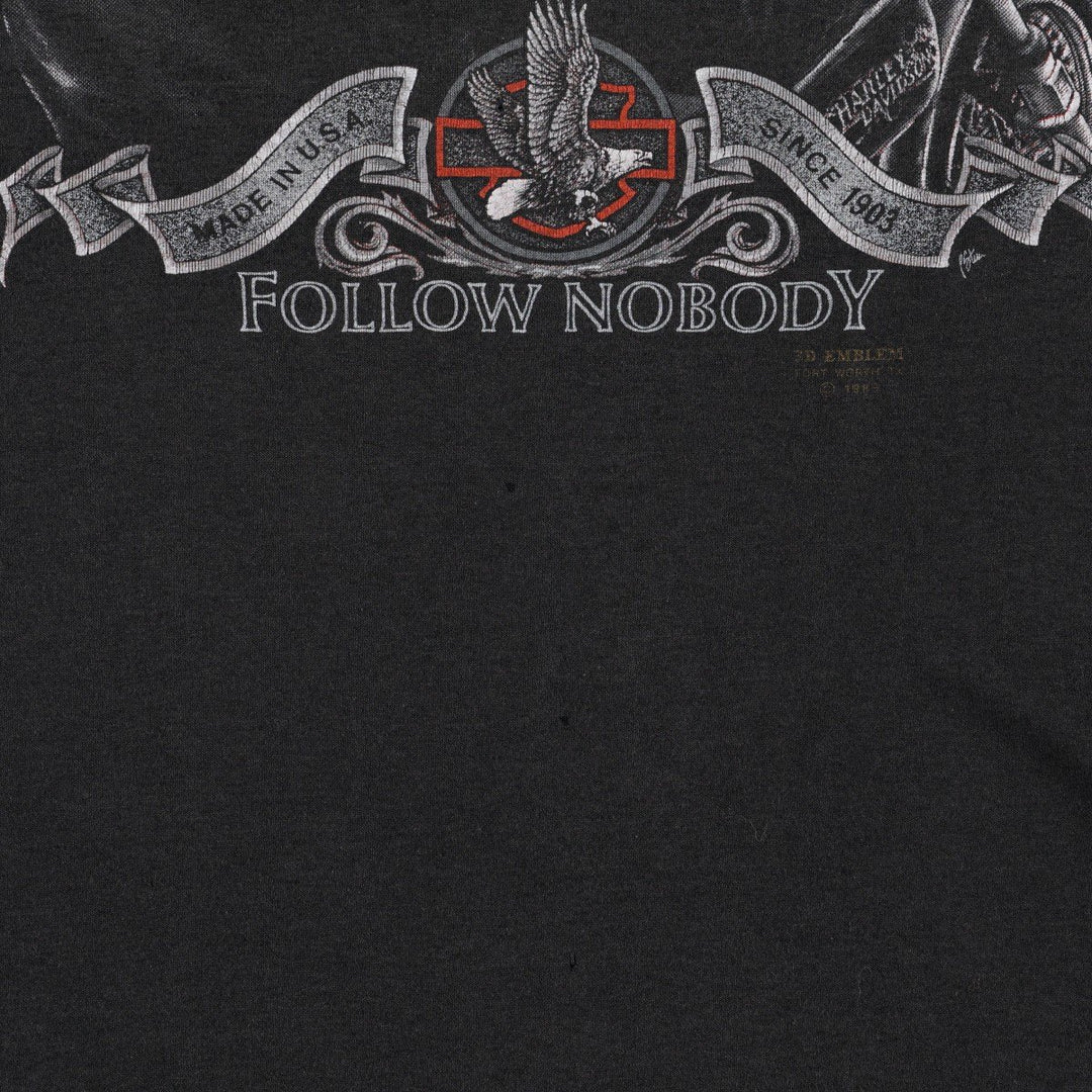 1980'S Harley-Davidson 3D Emblem Motorcycle T-Shirt, Men's Size L (Equivalent), Vintage unclear black type Vintage Second Hand