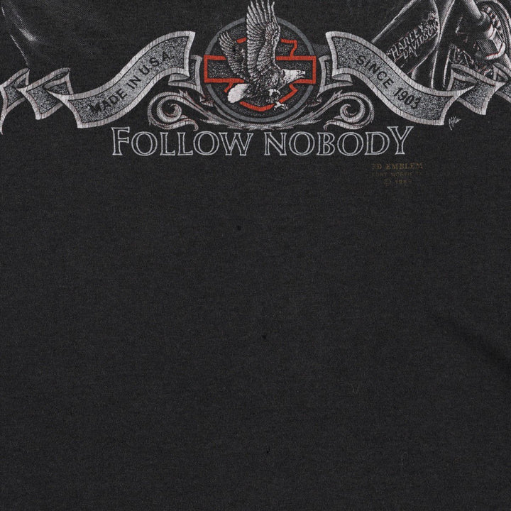 1980'S Harley-Davidson 3D Emblem Motorcycle T-Shirt, Men's Size L (Equivalent), Vintage unclear black type Vintage Second Hand