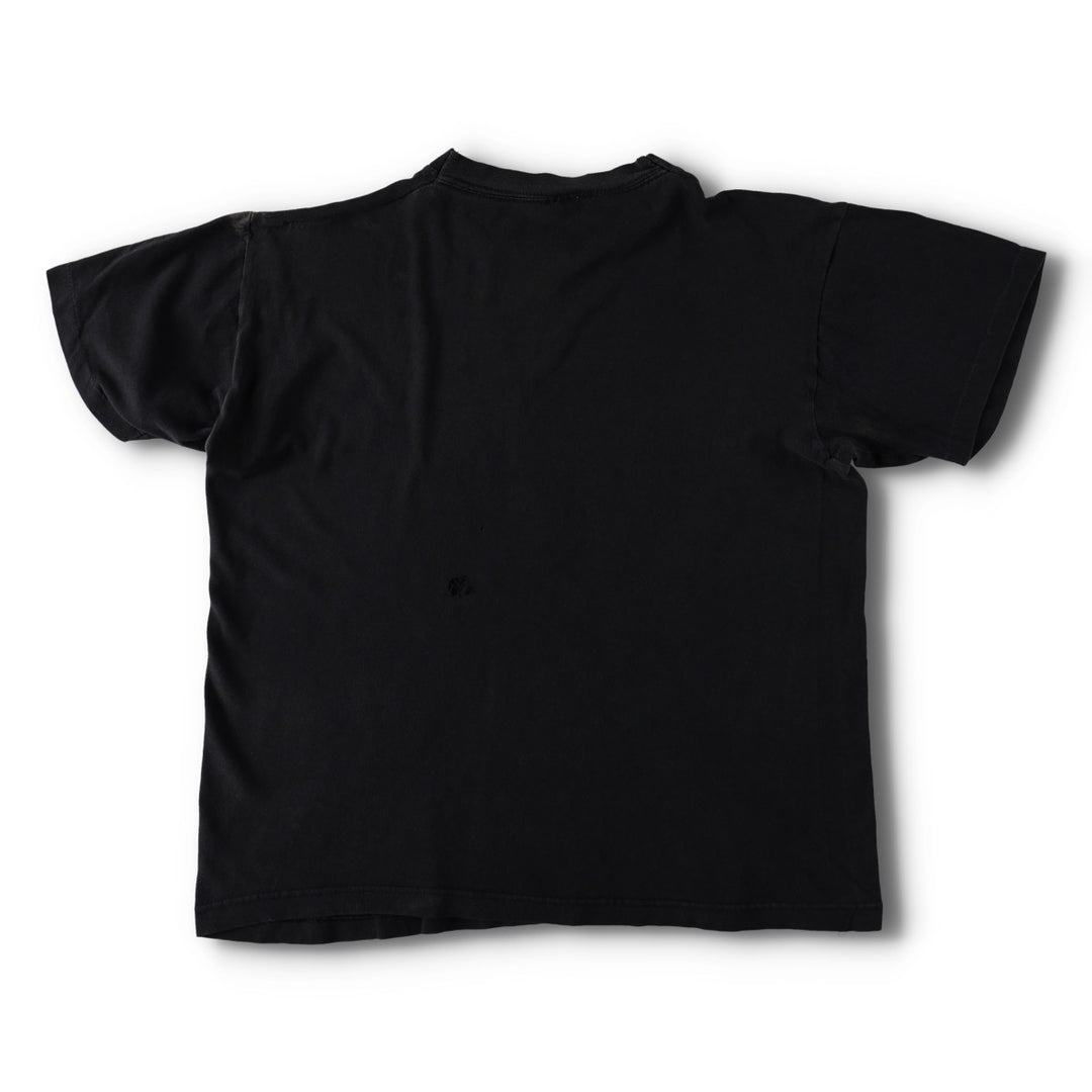90'S Bad to the Bone Skull Pattern Fire Pattern Motorcycle T-Shirt (Men's Size M) unclear black type Vintage Second Hand