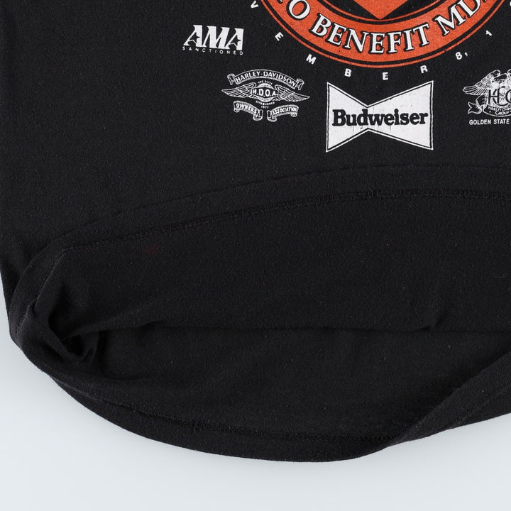 80'S Sportswear Harley-Davidson Motorcycle T-Shirt, Made in USA, Men's Size L (approx.), Vintage polyester black type Vintage Second Hand