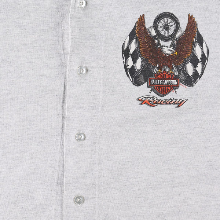 90s-00'S Harley-Davidson Eagle Pattern Game Shirt Baseball Shirt Made in USA Men's XL (approx.) cotton gray type Vintage Second Hand