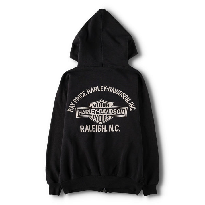1980'S Hanes Blue Tag Harley-Davidson Full-Zip Sweatshirt Hoodie, Made in USA, Men's Size M (approx.) cotton black type Vintage Second Hand