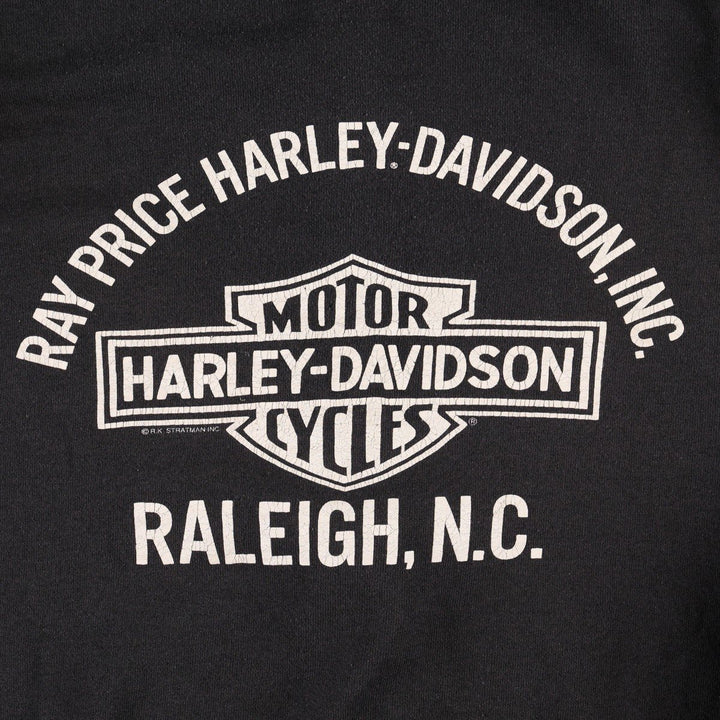 1980'S Hanes Blue Tag Harley-Davidson Full-Zip Sweatshirt Hoodie, Made in USA, Men's Size M (approx.) cotton black type Vintage Second Hand
